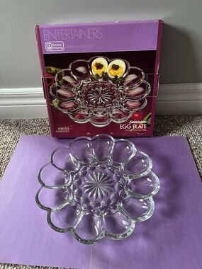 Vintage  Anchor Hocking ENTERTAINERS 10" Deviled Egg Glass Plate